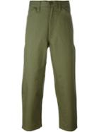Junya Watanabe Comme Des Garçons Man Tapered Cropped Trousers, Men's, Size: Small, Green, Cotton