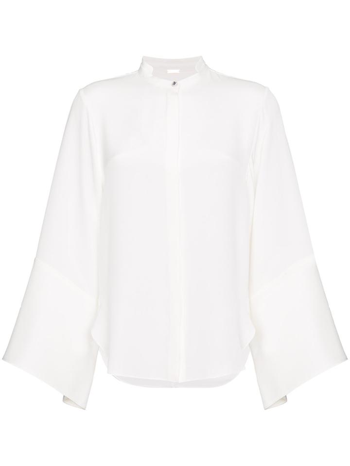Adam Lippes Buttoned Long Sleeve Silk Blouse - White