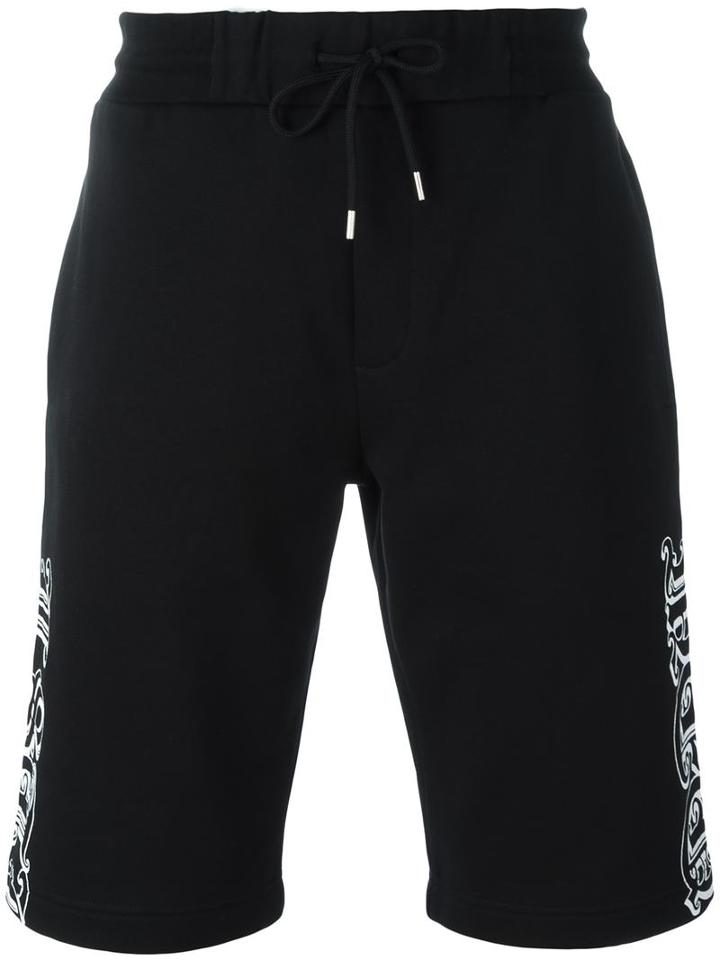 Mcq Alexander Mcqueen Goth Tattoo Print Track Shorts, Men's, Size: Xs, Black, Cotton