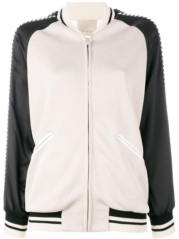 Laneus Eagle Embroidery Bomber Jacket - Neutrals