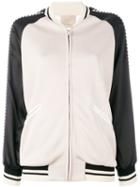 Laneus Eagle Embroidery Bomber Jacket - Neutrals