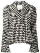 Erdem Houndstooth Boucle Jacket, Women's, Size: 8, Black, Cotton/polyamide/silk