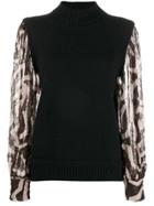 Maison Flaneur Contrasting Long-sleeved Jumper - Black