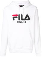 Fila Logo Print Drawstring Hoodie - White