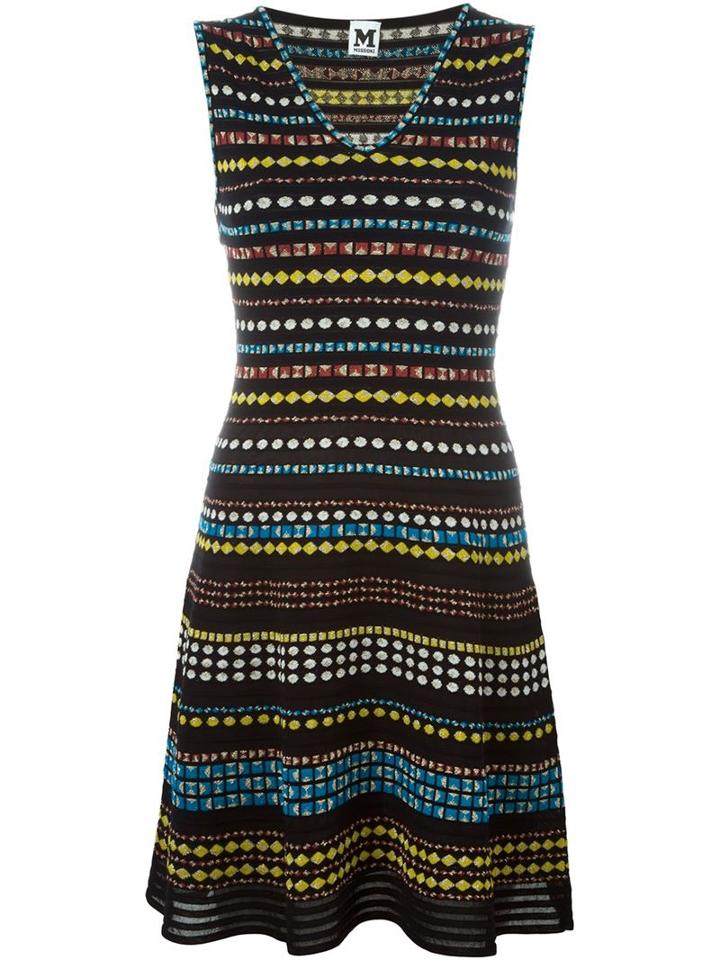 M Missoni Stripe Knit Flared Dress