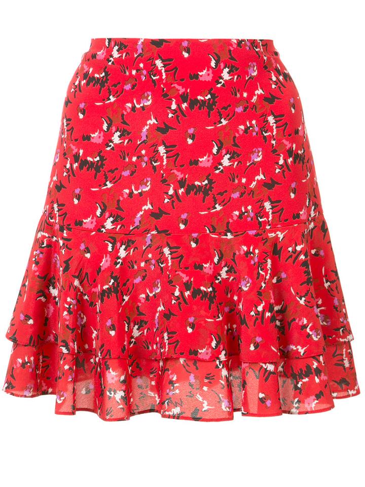 Grey Jason Wu Printed Pleated Skirt, Women's, Size: 12, Red, Silk