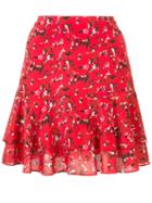 Grey Jason Wu Printed Pleated Skirt, Women's, Size: 12, Red, Silk