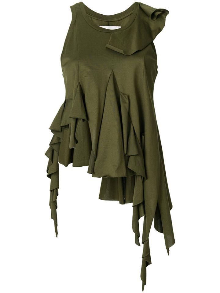 Marques'almeida Ruffle Trim Asymmetric Top - Green