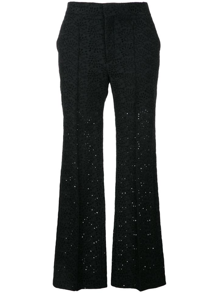Chloé Broderie Anglaise Bootcut Trousers - Black