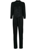Majestic Filatures Drawstring Waist Collared Jumpsuit - Black