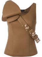 Simone Rocha Bow Detail Scuba Top, Women's, Size: 10, Brown, Acetate/polyester