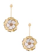 Oscar De La Renta Large Floral Pendant Drop Earrings - Metallic
