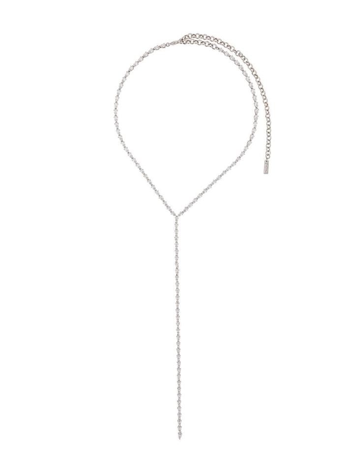 Fallon Crystal Lariat Necklace - Silver
