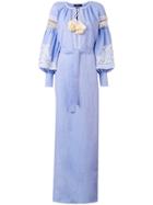 Wandering Embroidered Bell Sleeve Kaftan - Blue