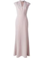Alexander Mcqueen V-neck Evening Dress, Women's, Size: 46, Pink/purple, Acetate/viscose/silk