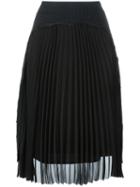 Maison Margiela Pleated Front Pencil Skirt, Women's, Size: 44, Blue, Virgin Wool/acetate/polyamide/viscose