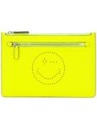 Anya Hindmarch - Zip Clutch - Women - Bos Taurus - One Size, Women's, Yellow/orange, Bos Taurus