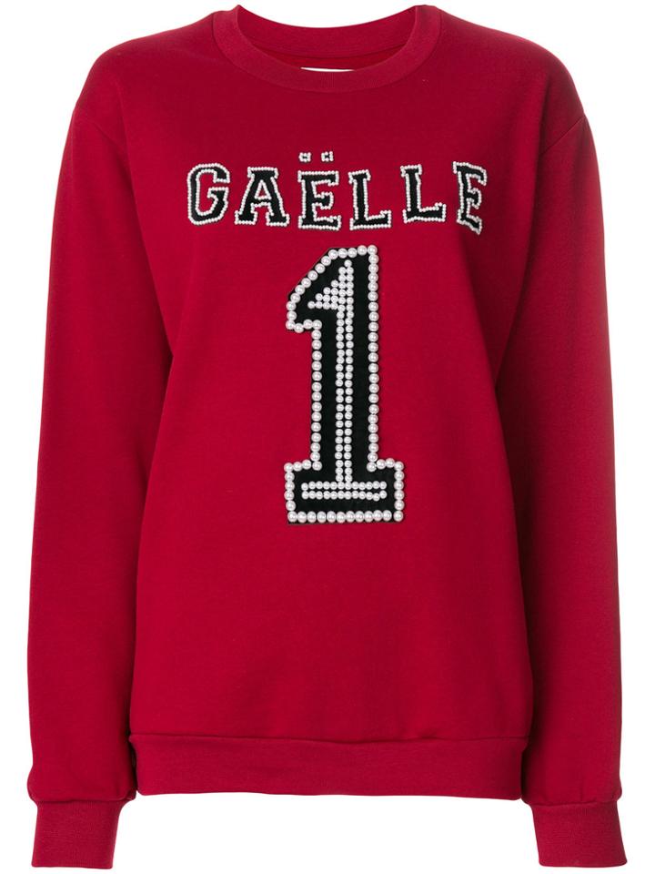 Gaelle Bonheur Studded Logo Sweatshirt - Red