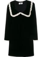Saint Laurent Ruffled Collar Babydoll Mini Dress, Women's, Size: 34, Black, Viscose/cupro
