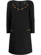 Paule Ka Jewelled Mini Dress - Black