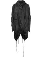 Masnada Long Drawstring Coat - Black