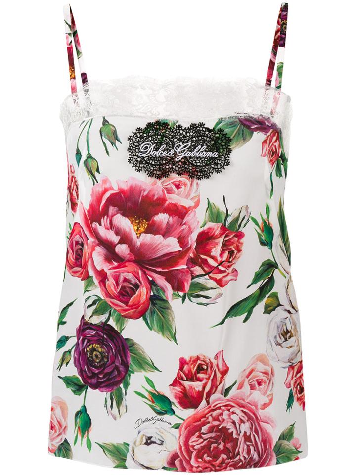 Dolce & Gabbana Peony Print Camisole - White