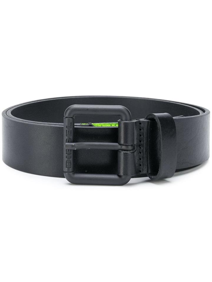 Diesel Diagonal Logo Patch Belt - Black