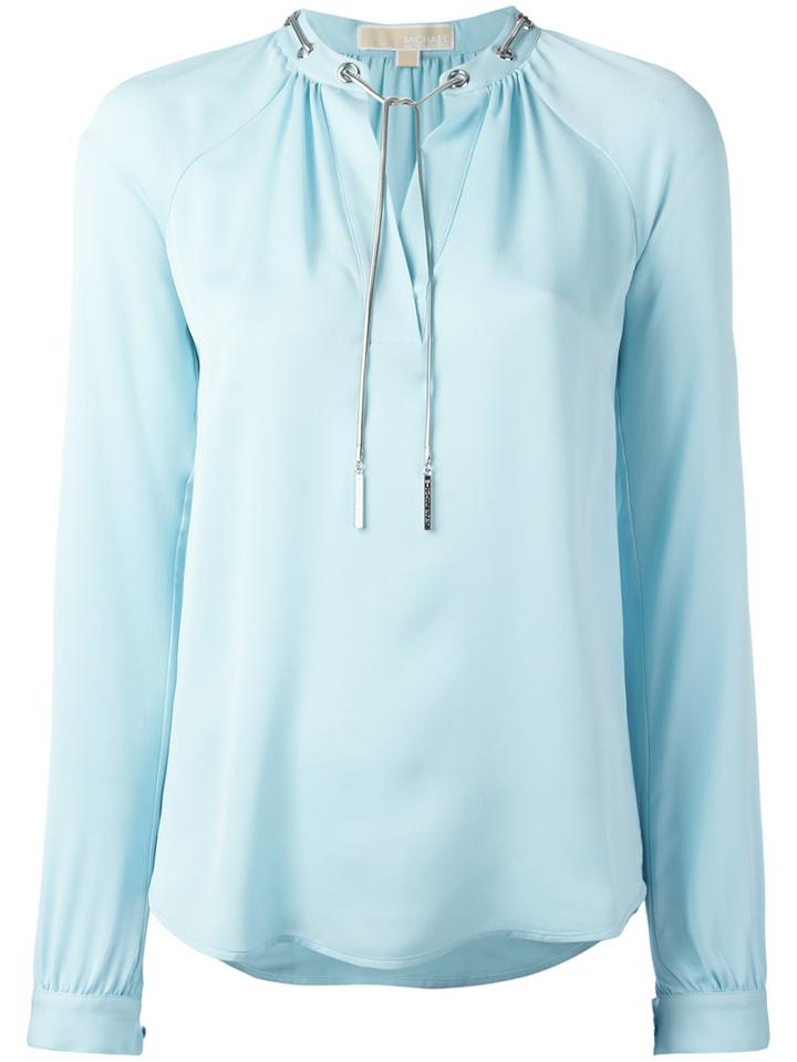 Michael Michael Kors Long Sleeve Top, Women's, Size: Xs, Blue, Silk