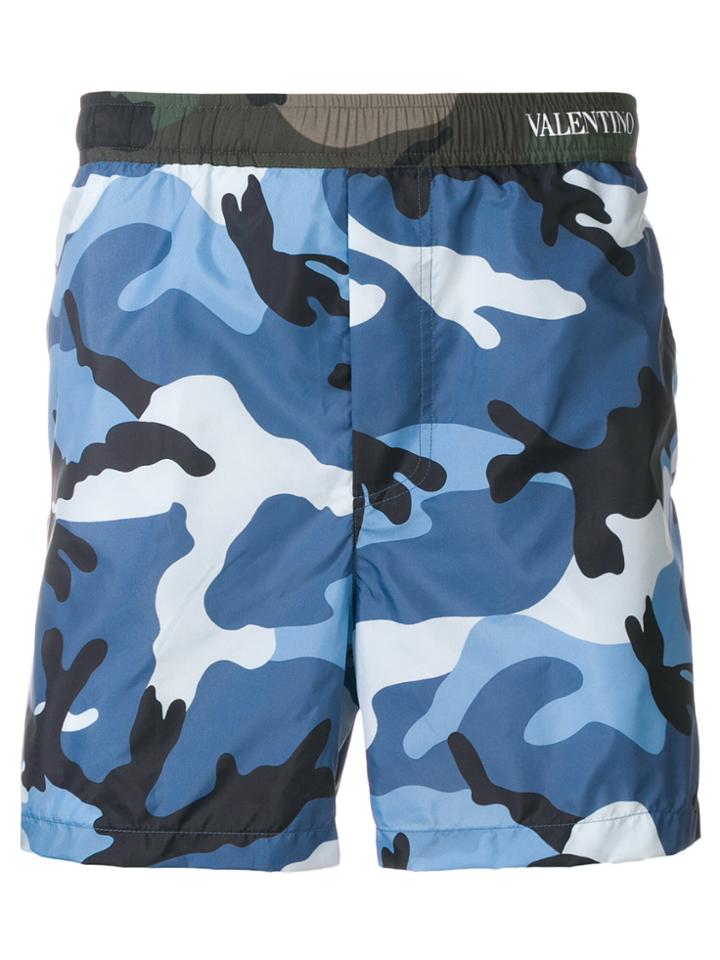 Valentino Camoushuffle Swim Shorts - Blue