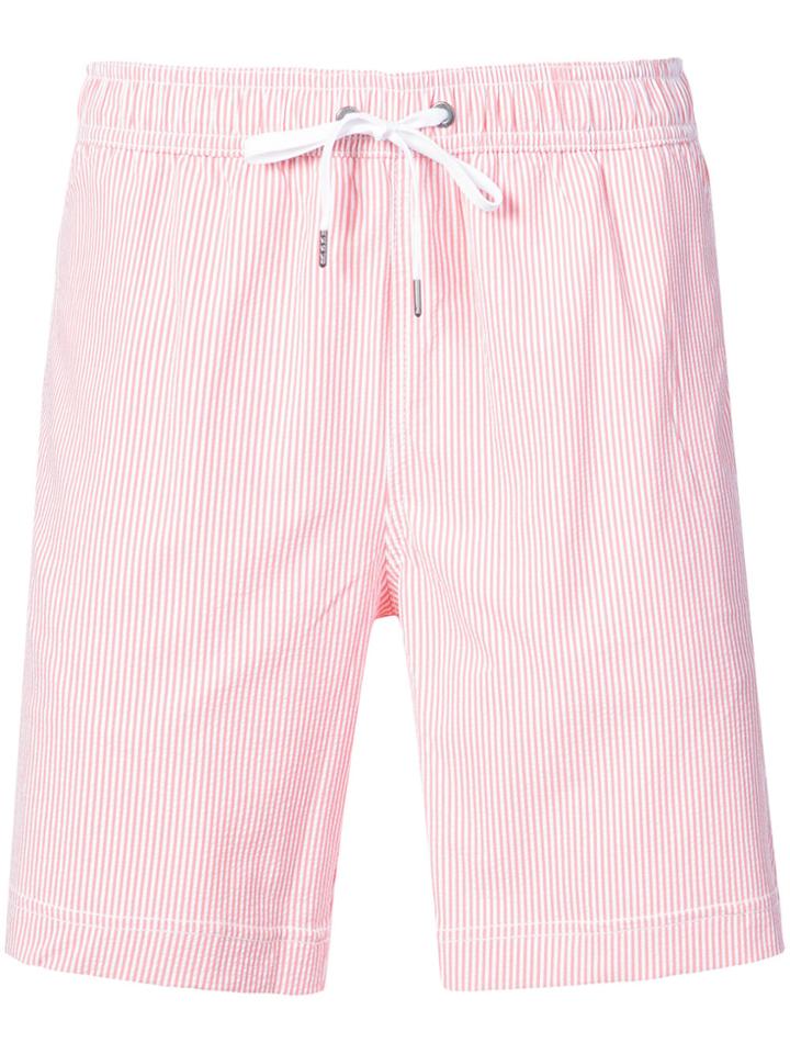 Onia Charles 7 Striped Swim Trunks - Pink & Purple