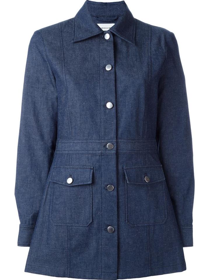 Wood Wood Fitted Denim Coat, Women's, Size: 36, Blue, Cotton/linen/flax