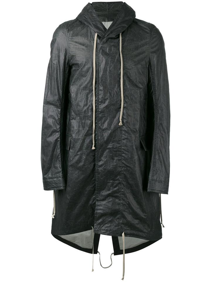Rick Owens Drkshdw - High Low Hem Raincoat - Men - Cotton - M, Black, Cotton