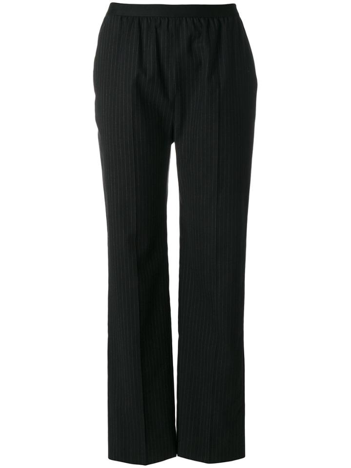 Maison Margiela Pinstripe Straight Leg Trousers - Black
