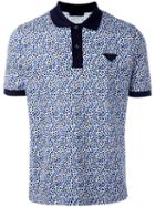 Prada Abstract Print Polo Shirt, Men's, Size: Medium, Blue, Cotton