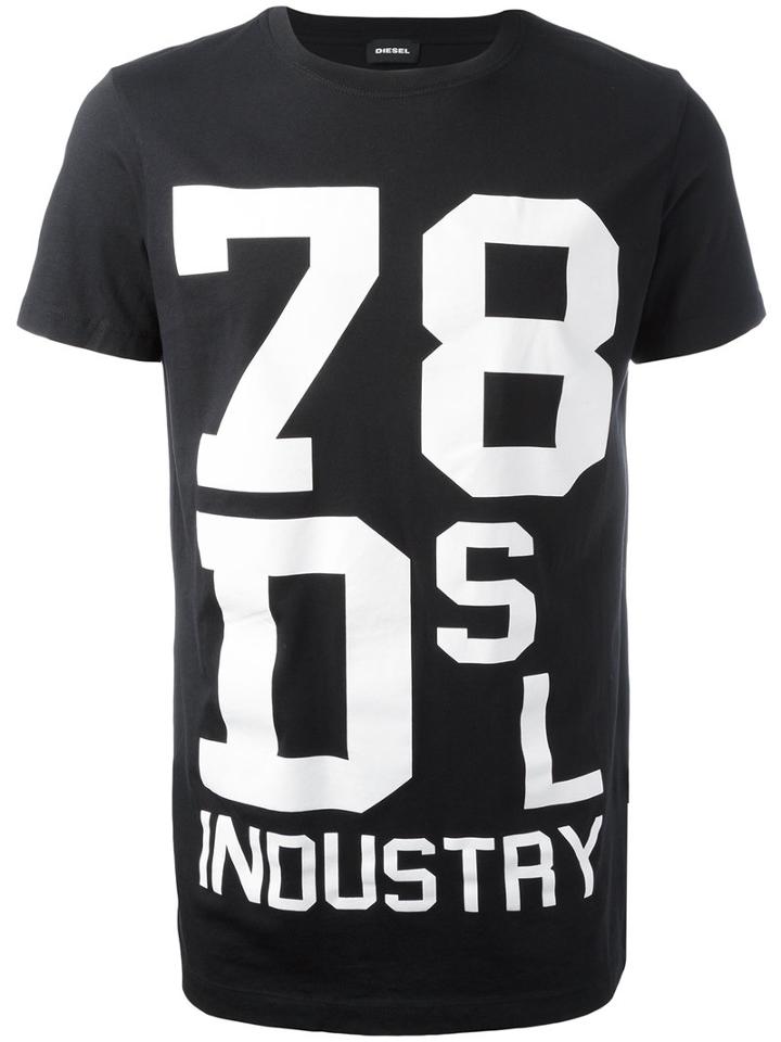 Diesel Printed Motif T-shirt, Men's, Size: Large, Black, Cotton
