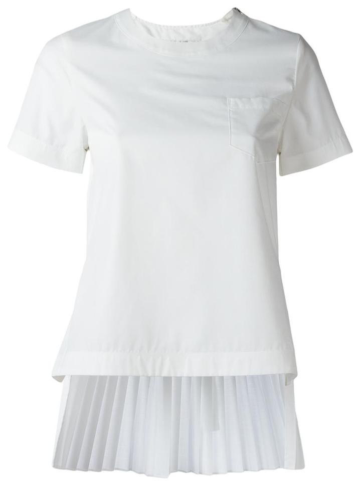 Sacai Accordion Pleat Top, Women's, Size: 1, White, Cotton/polyester