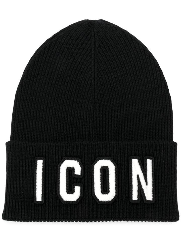 Dsquared2 Icon Embroidered Beanie - Black