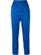 Isabel Marant High Waisted Jacquard Trousers, Women's, Size: 38, Blue, Cotton/ramie/acetate/viscose