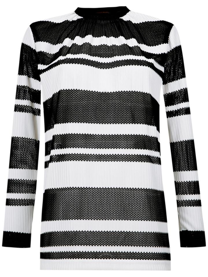 À La Garçonne Striped Knit Blouse - Black