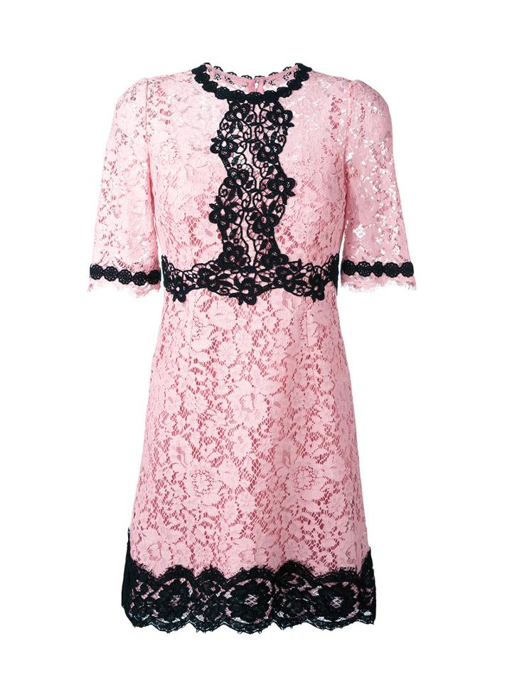 Dolce & Gabbana Lace Dress, Women's, Size: 46, Pink/purple, Cotton/viscose/polyamide/spandex/elastane