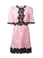 Dolce & Gabbana Lace Dress, Women's, Size: 46, Pink/purple, Cotton/viscose/polyamide/spandex/elastane