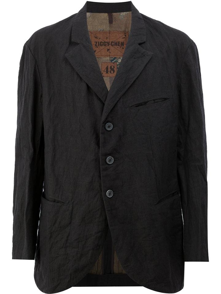 Ziggy Chen Side Pleats Loose-fit Blazer - Black