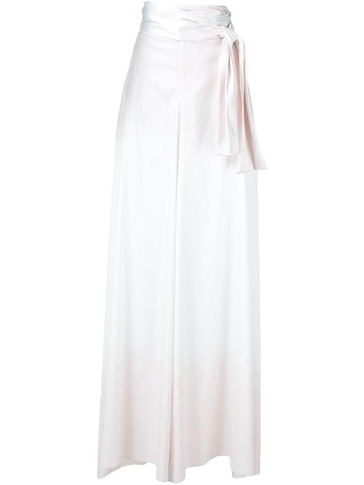 Baja East Tie Belt Billow Trousers, Women's, Size: 0, White, Triacetate/polyester