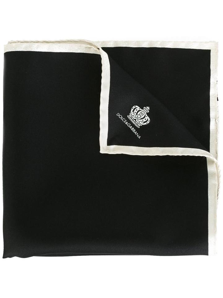 Dolce & Gabbana Crown Print Pocket Square, Men's, Black, Silk