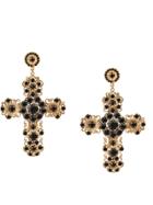 Dolce & Gabbana Embellished Cross Earrings - Gold