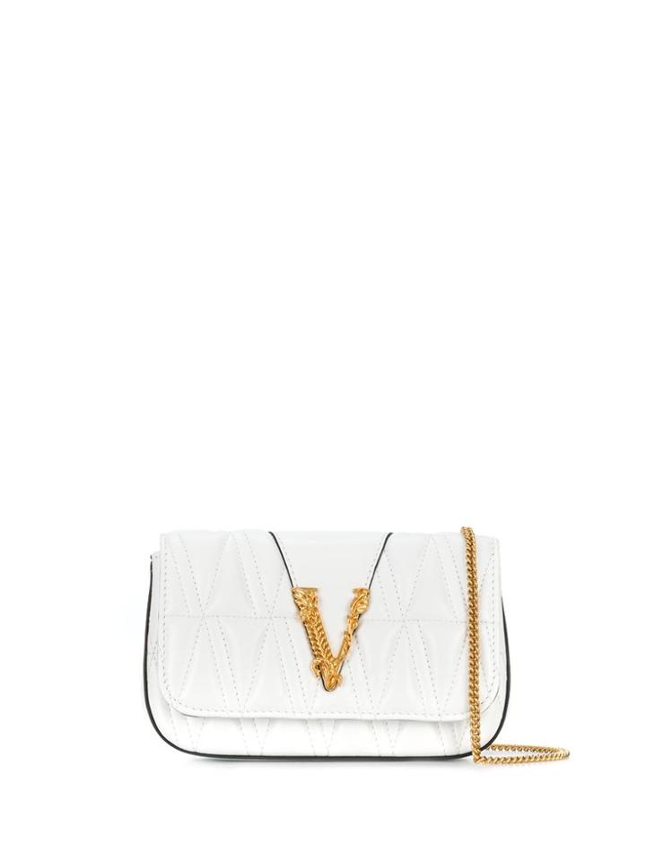 Versace Logo Plaque Cross-body Bag - White