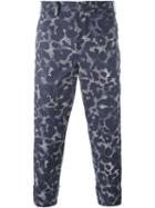 Neil Barrett Pattern Print Trousers, Men's, Size: 46, Blue, Cotton/spandex/elastane