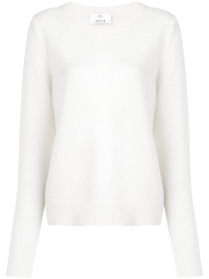 Allude Long-sleeve Fitted Sweater - White