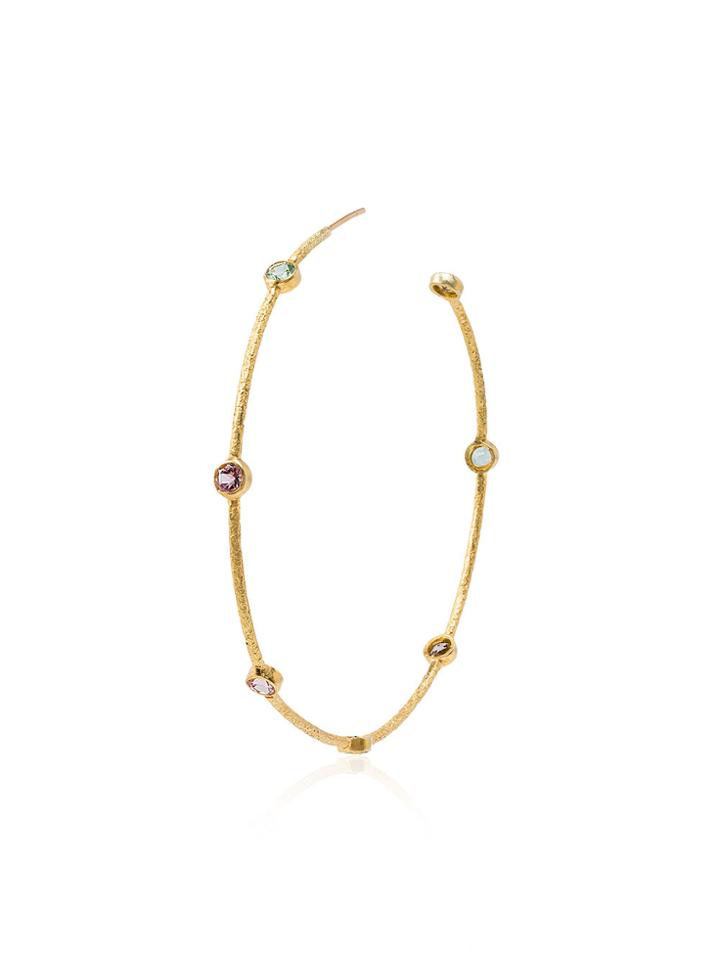 Jessie Western Multi Stone Hoop Earrings - Metallic