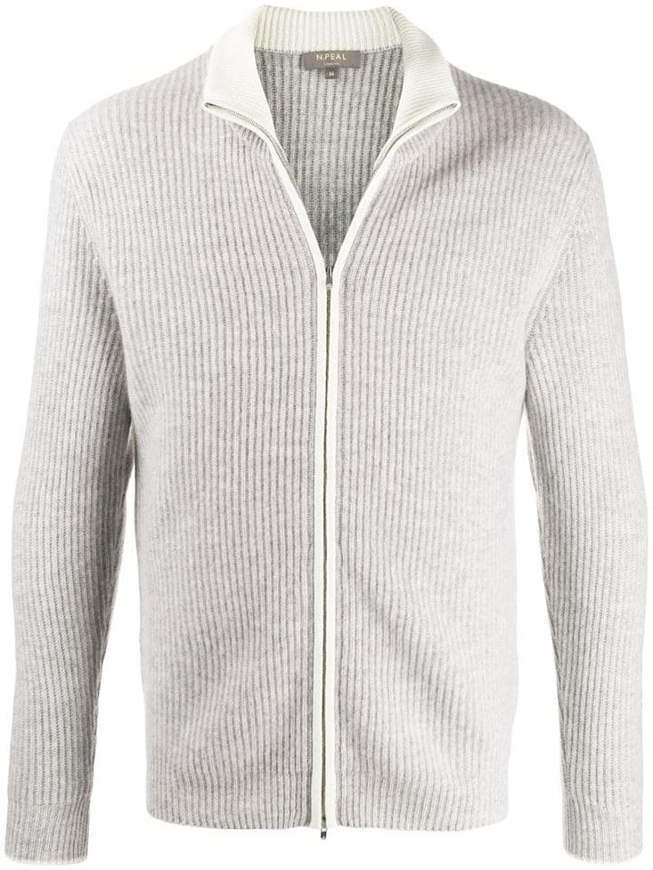 N.peal Gents Ribbed Cardigan - Grey